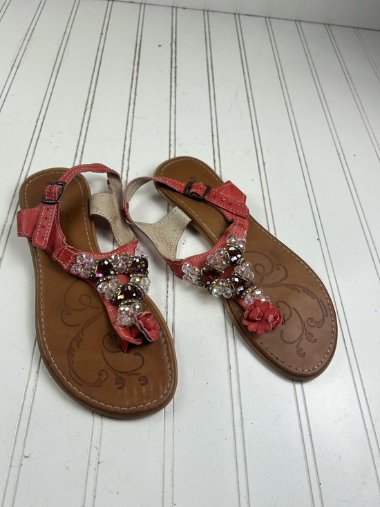 Artesania Game Mexican Coral Embellished Thong Sandals Women’s Size 5